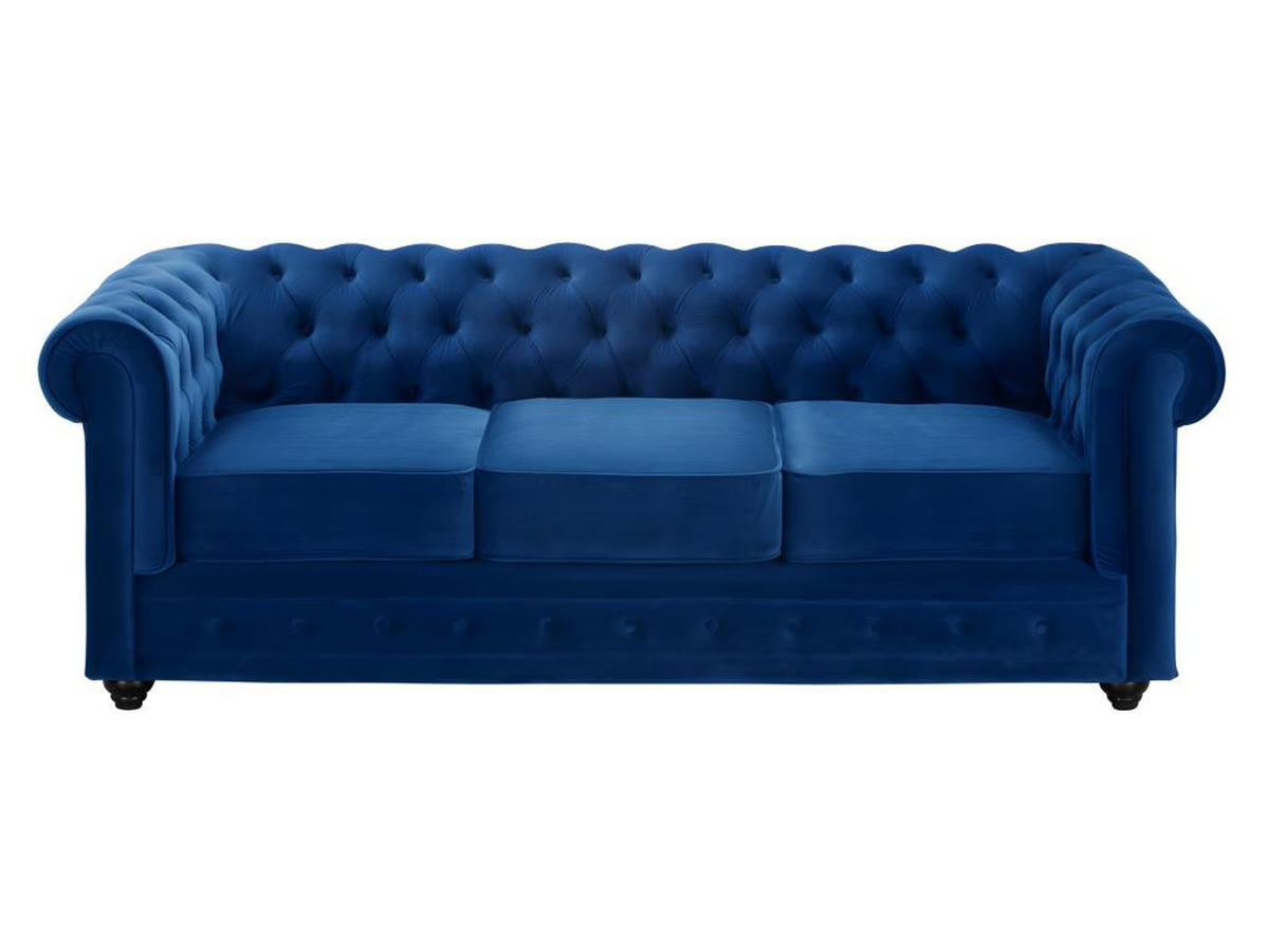 COUCHGARNITUR 3+2 - Samt - Dunkelblau - CHESTERFIELD - Blau, Textil (88/72/205cm) - Vente-Unique