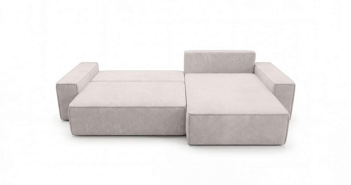 ECKSOFA California mit Schlaffunktion Vanille Rechts - Weiß, Textil (280/184cm) - Cornero