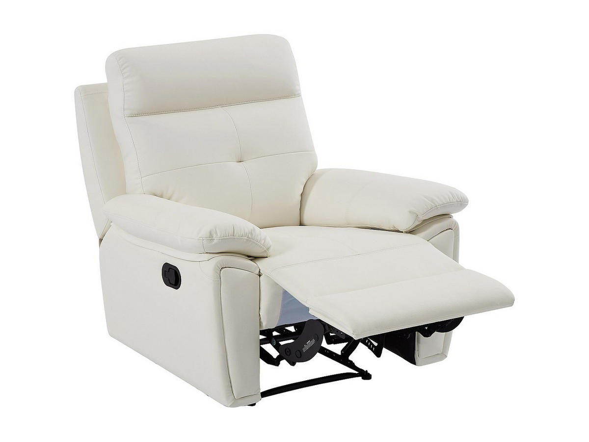 RELAXSESSEL - 1 Person-Sitzer - Leder - Weiß - - Weiß, Leder (99/101/92cm) - Vente-Unique