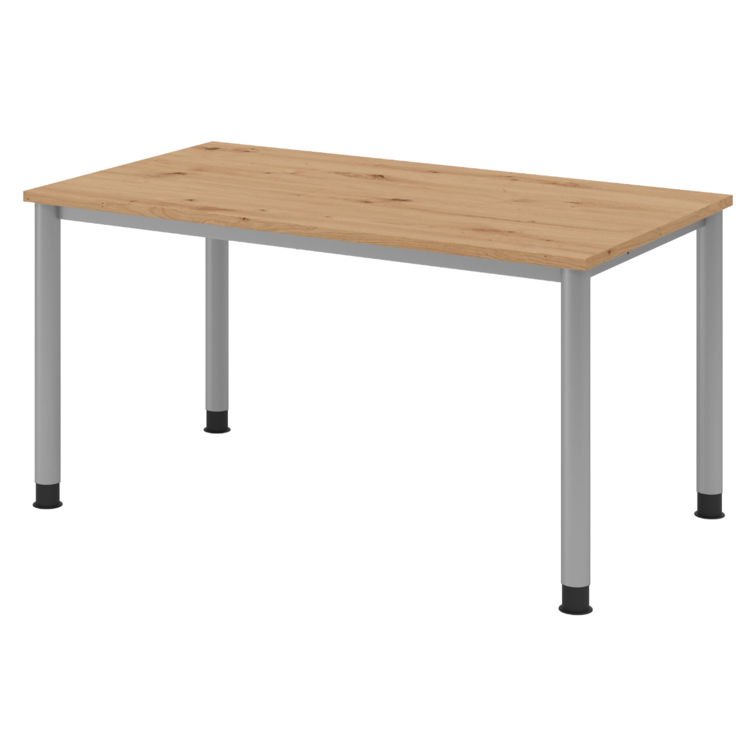 SCHREIBTISCH Serie-H 80/140/74 cm in Wildeiche/Silberfarben - Wildeiche/Silberfarben, Holzwerkstoff (80/140/74cm) - bümö
