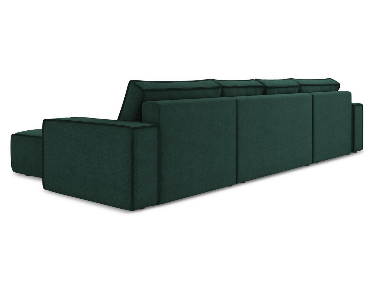 WOHNLANDSCHAFT Strukturstoff Stoff Grün - Dunkelgrün/Schwarz, Kunststoff/Textil (398/82/185cm) - Makamii