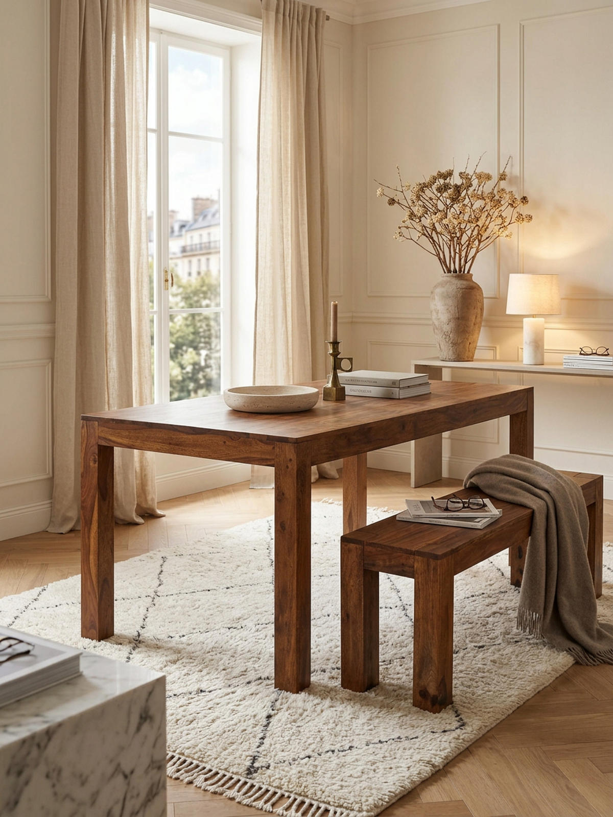 ESSTISCH Massivholz Akazie Rechteckig Handgefertigt NAKO, Braun 140x80x76 cm - Dunkelbraun/Braun, Holz (80/140/76cm) - KADIMA DESIGN