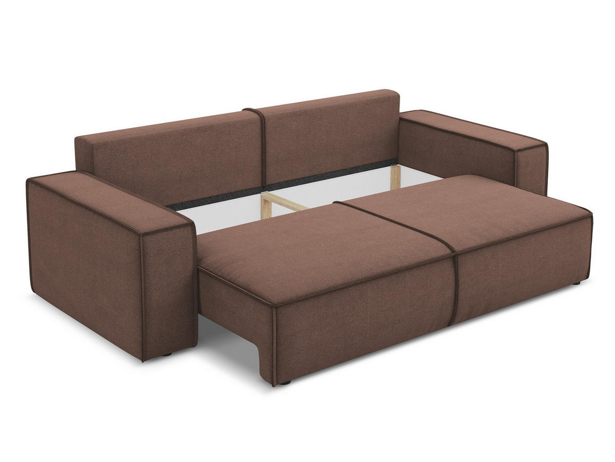 3-SITZER SOFA mit Schlaffunktion Strukturstoff Stoff Pink - Pink/Hellrosa, Kunststoff/Textil (255/85/105cm) - Makamii