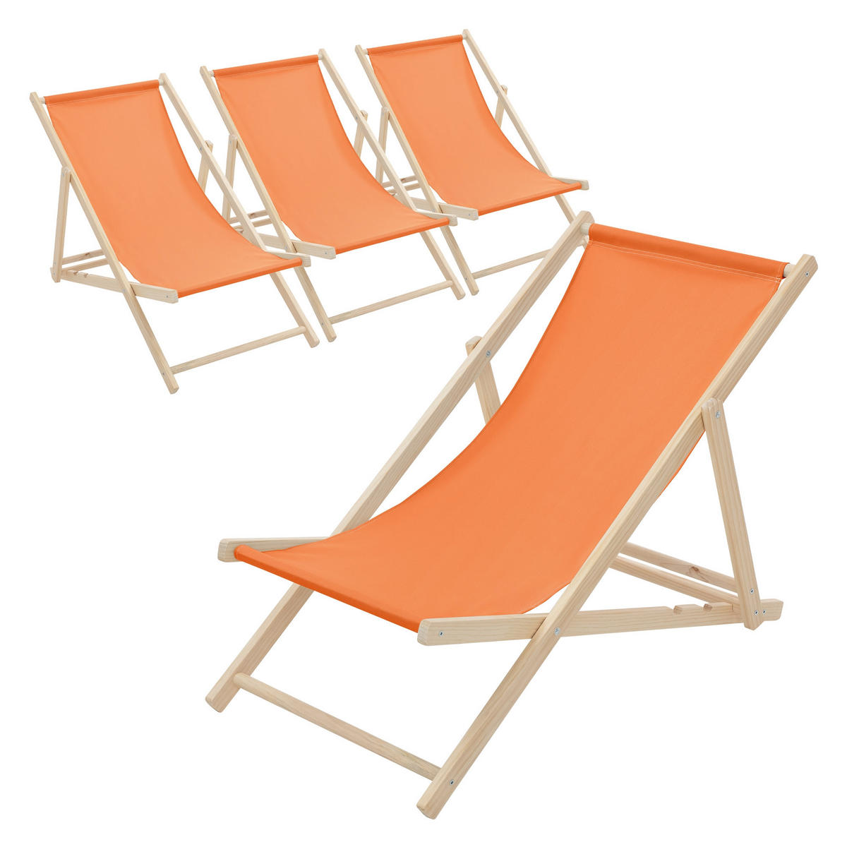 LIEGESTUHL 4er Set Orange - Orange, Holz (57.5/83/100cm) - ECD-Germany