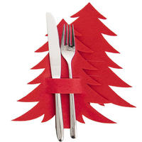 BESTECKHÜLLE TANNENBAUM, Filz, rot, 2 Stk., 18 cm - Rot, Textil (1cm) - Orion 