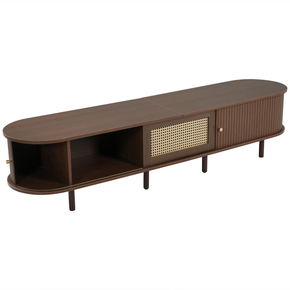 TV-LOWBOARD Rattanoptik Dunkelbraun 180/40/40 cm - Eichefarben, Holz (180/40/40cm) - PANGIVO