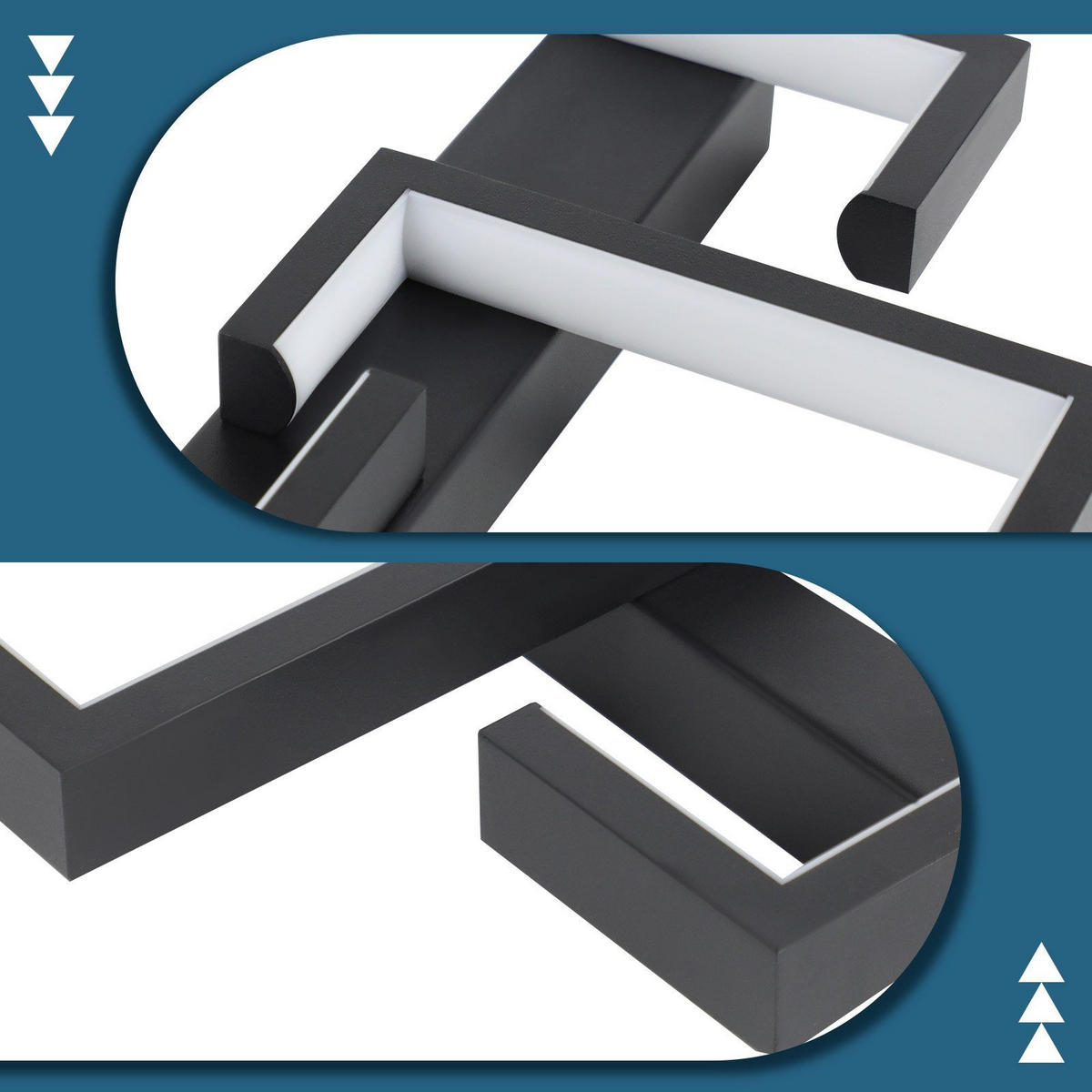 LED-DECKENLEUCHTE Amalfrieda 30/25/5 cm - Schwarz, Metall (30/25/5cm) - Nettlife