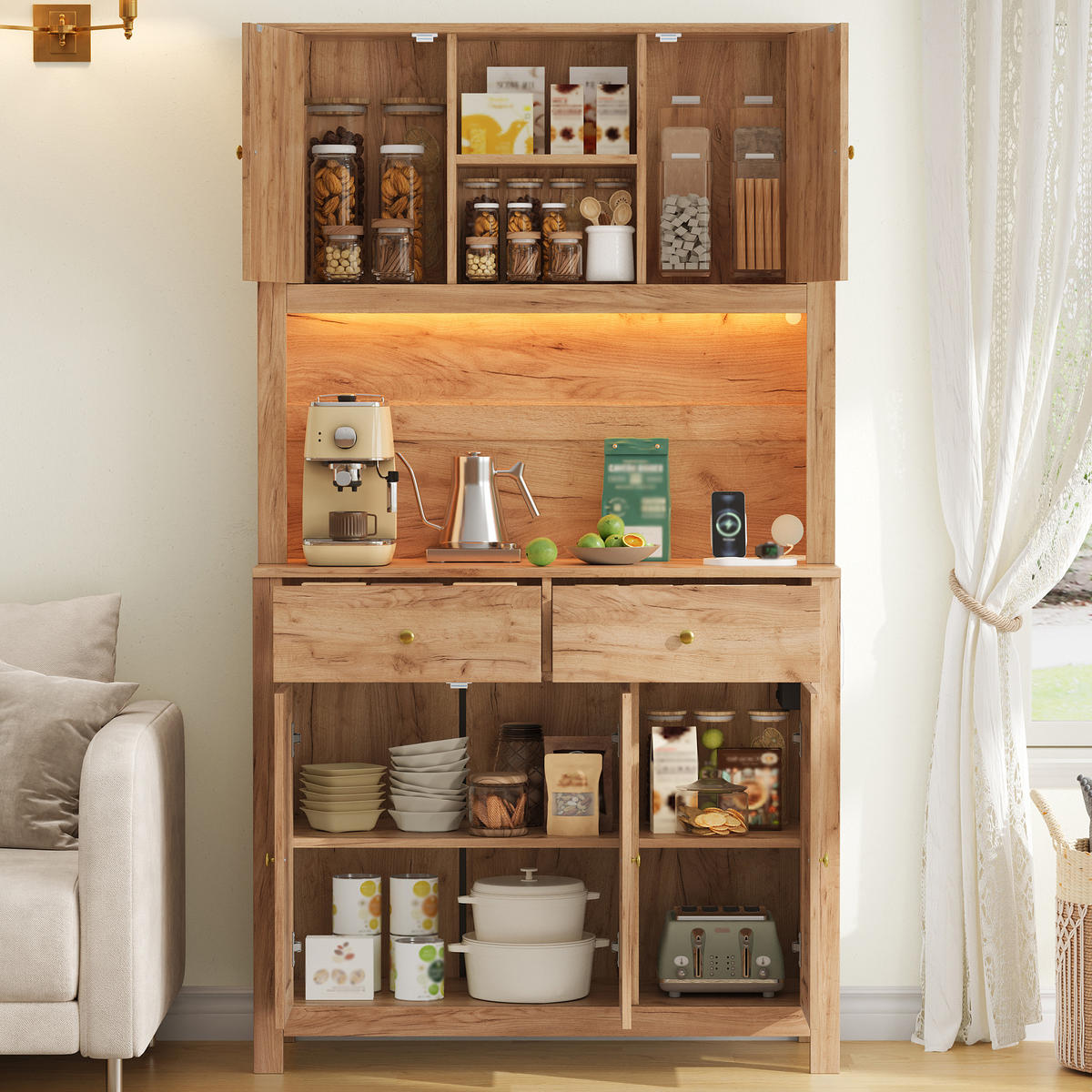 GESCHIRRSCHRANK Naturfarben 100/40/180 - Naturfarben, Holzwerkstoff (100/180/40cm)