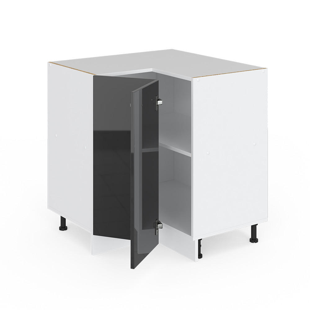 ECKUNTERSCHRANK R-Line Anthrazit Hochglanz 75.6 cm ohne AP - Anthrazit/Weiß, Holzwerkstoff (75.6/81.6/46cm) - Vicco