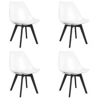 ESSZIMMERSTUHL 4-er Set RIKX transparenter Sitz, schwarze Beine - Transparent/Schwarz, Kunststoff (49/82/43cm) - Valora