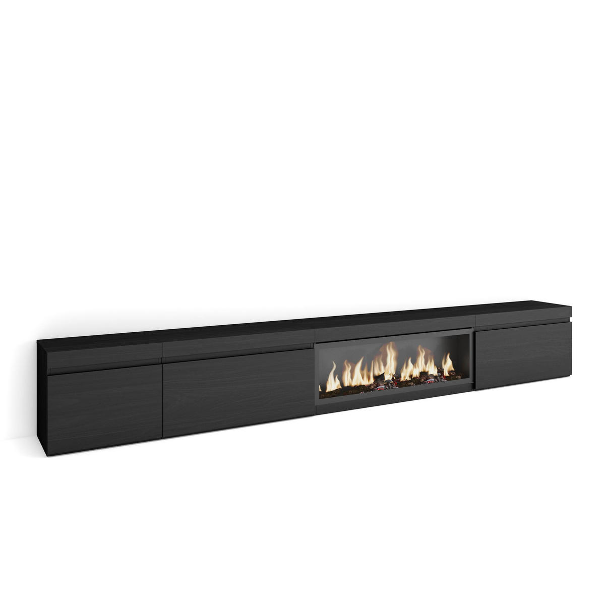TV-SCHRANK Elektrokamin XXL, schwarz, 317/35/45cm - Schwarz, Holzwerkstoff (317/45/35cm) - Skraut Home