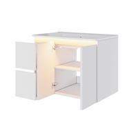 WASCHTISCHKOMBI 76/47/57 cm Weiß mit LED-Radarsensorleuchte und 2 Schubladen, ohne Wasserhahn - Weiß, Holz/Holzwerkstoff (47/57/76cm) - Oxeza