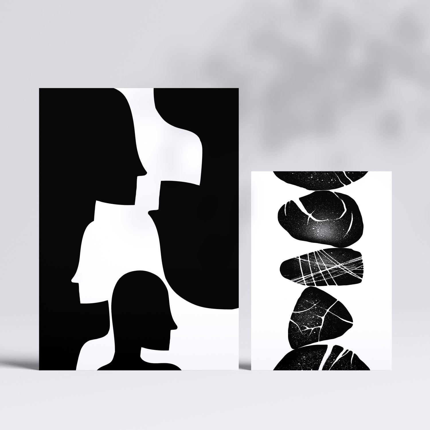 POSTER Set Mit 6 Atavistischer Kopf In Liebhaber Abstrakt Ästhetische Dekorative Gemälde Für Ihr Wohnzimmer, Schlafzimmer, Zuhause A3 & A4 Rahmenlos - Klar, Papier (29/3cm) - Nacnic
