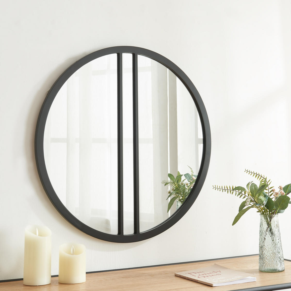 WANDSPIEGEL Suomussalmi - Schwarz, Glas/Holzwerkstoff (60/2/60cm) - [en.casa]