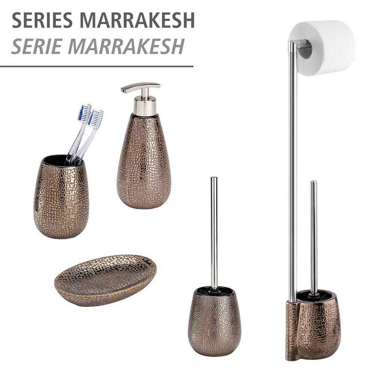 BÜRSTENBEHÄLTER Marrakesh 13/13/41 cm - Braun, Keramik (13/41/13cm) - Wenko