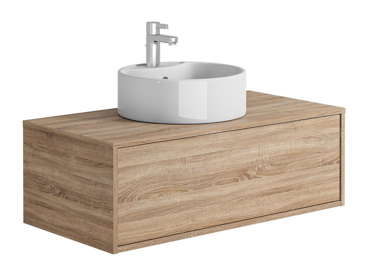 EINZELWASCHTISCH - 94 cm x 47 cm - Holz, Platte - Naturfarben Hell - TEANA - Naturfarben, Holz (94/32/47cm) - Vente-Unique