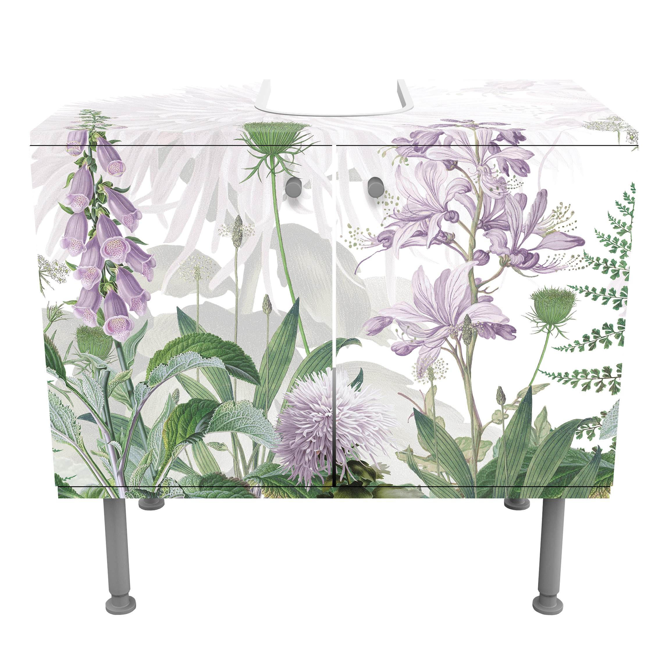 WASCHBECKENUNTERSCHRANK Fingerhut in zarter Blumenwiese 60/55/35 cm - Grün, Holzwerkstoff (60/55/35cm) - Bilderwelten