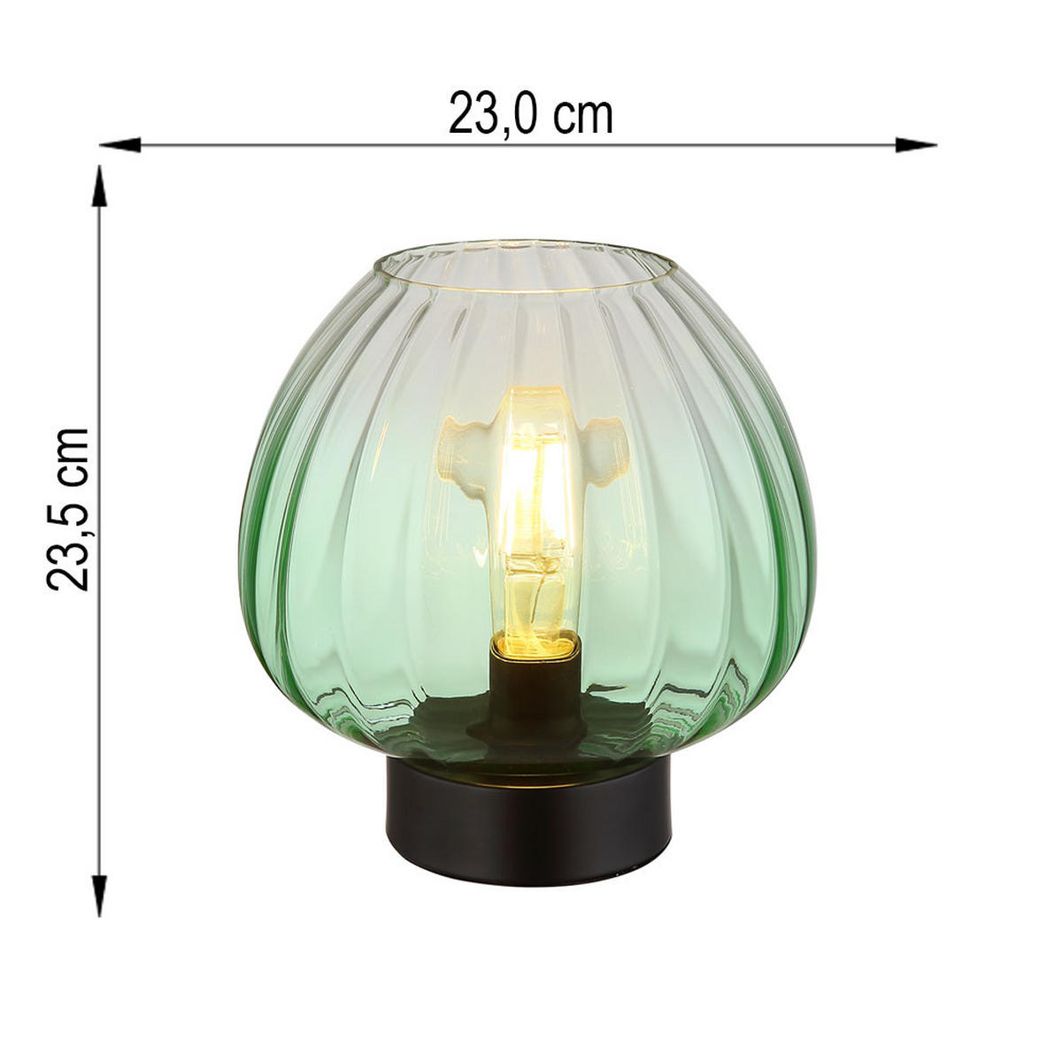 TISCHLEUCHTE, Metall/Glas, schwarz/grün, LED - Grün, Glas (23/23/23.5cm) - Globo Lighting
