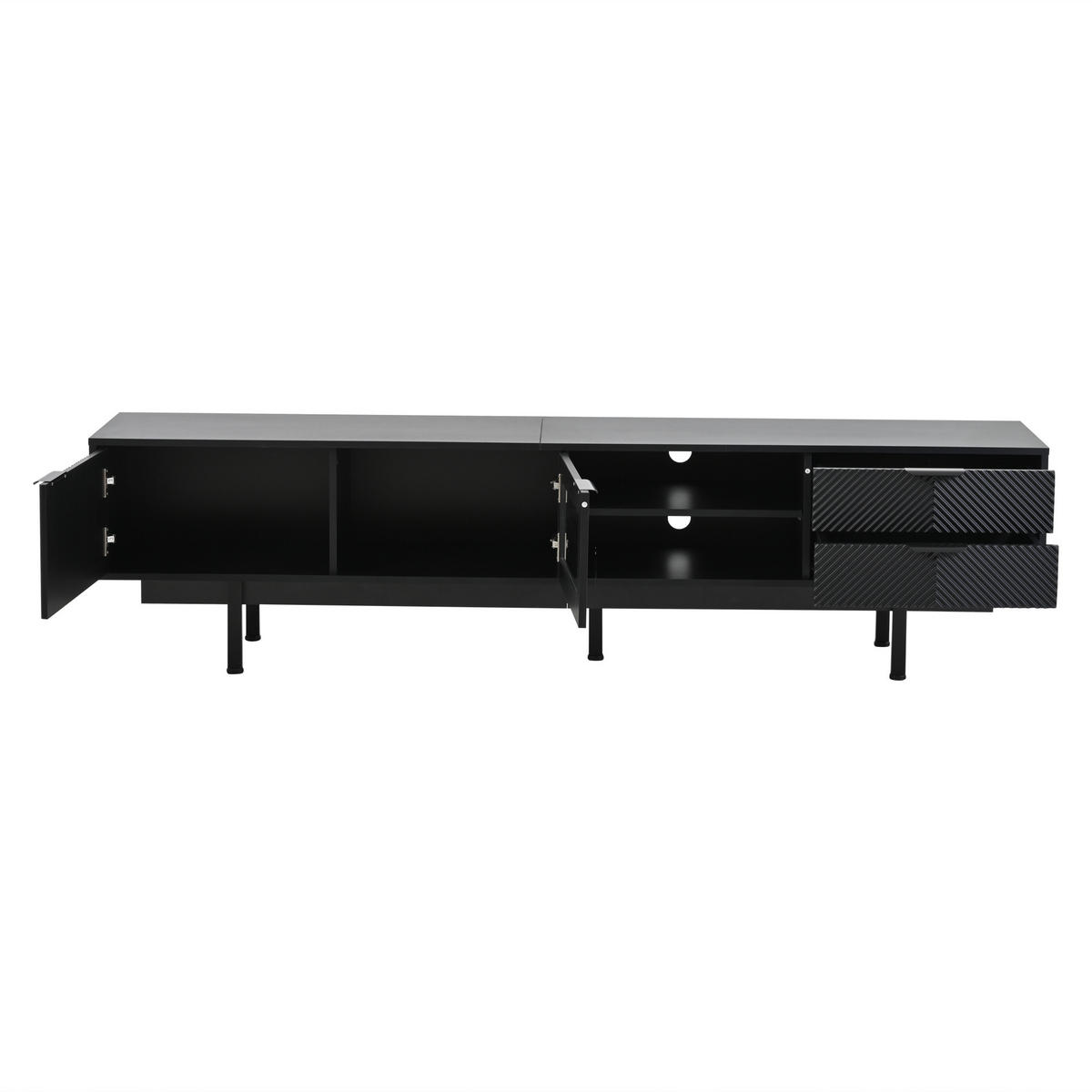 TV-SCHRANK 200/40/50.5 cm Schwarz mit 2 Schubladen und 2 Türen - Schwarz, Holzwerkstoff (200/50.5/40cm) - Oxeza