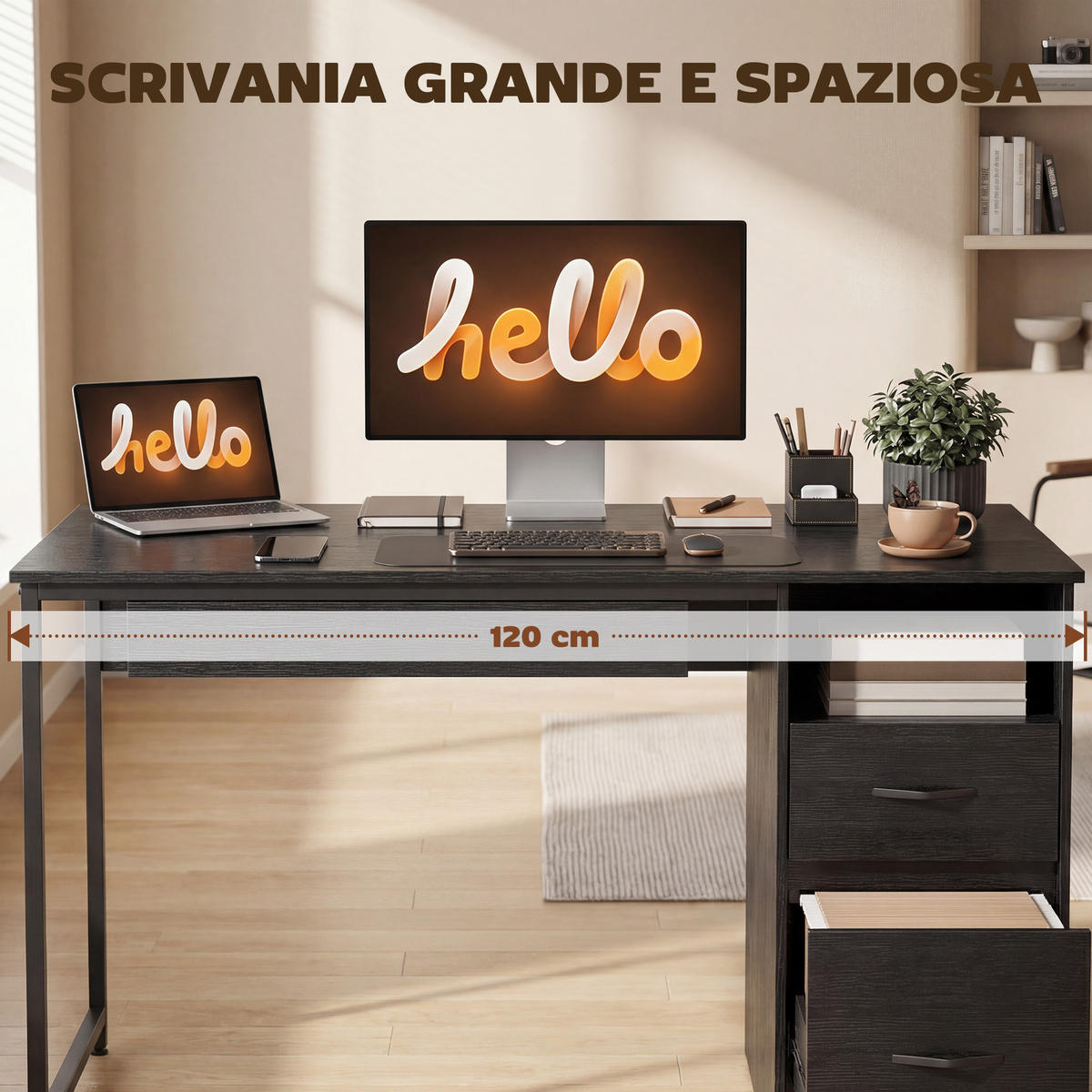 BÜROTISCH Schwarz 1 Stück - Schwarz, Holzwerkstoff (52.3/120/76cm) - GiPP