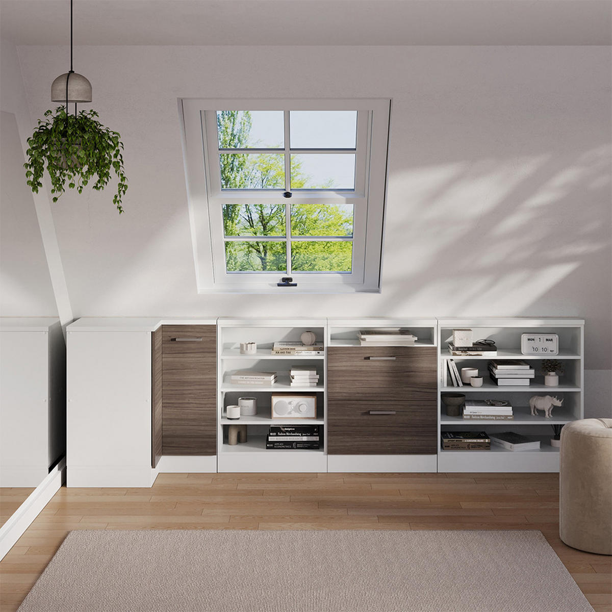 DACHSCHRÄGENSCHRANK ECKSCHRANK Rion Edelgrau/Weiß 75.6 x 81.6 cm mit 1 Tür - Weiß/Grau, Holzwerkstoff (75.6/81.6/75.6cm) - Vicco