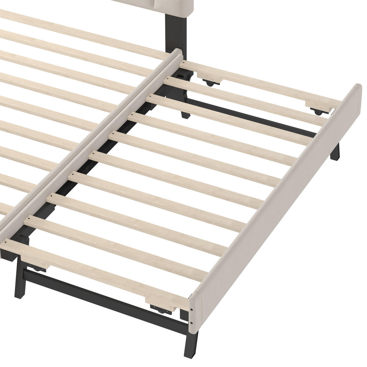 POLSTERBETT 140/200 cm mit Rollcontainer aus Samt Beige - Beige, Textil (140/200cm) - OKWISH