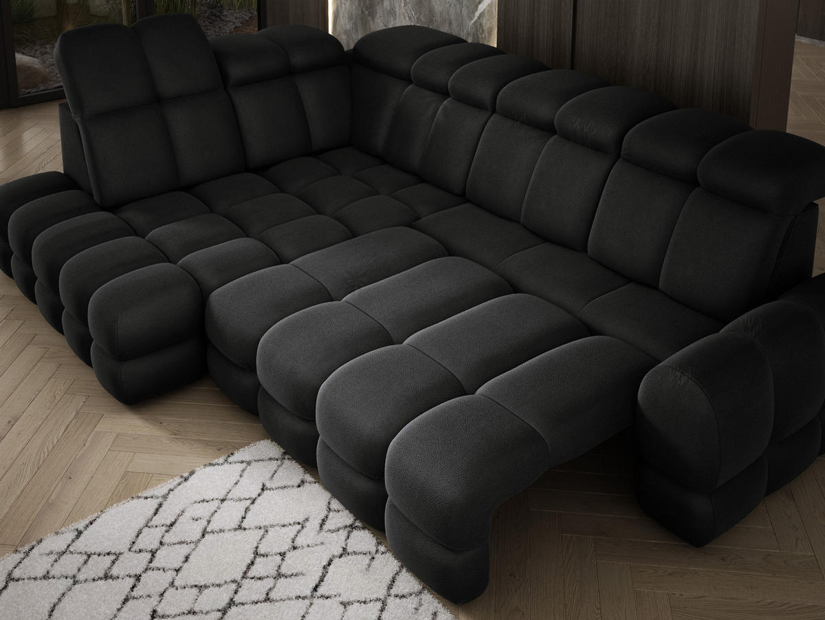ECKSOFA TOLLO Solar-stoff L-form 302x217x105 cm anthrazit - Schwarz, Holz/Textil (302/217cm) - DomoHome