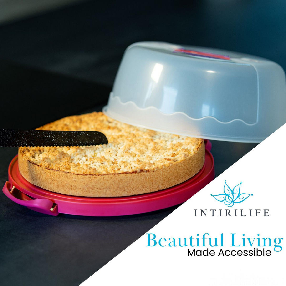 KUCHENTRANSPORTBOX Kuchenbehälter 29.8/28.8/13.2 cm - Pink, Kunststoff (28.8/13.2/29.8cm) - Intirilife