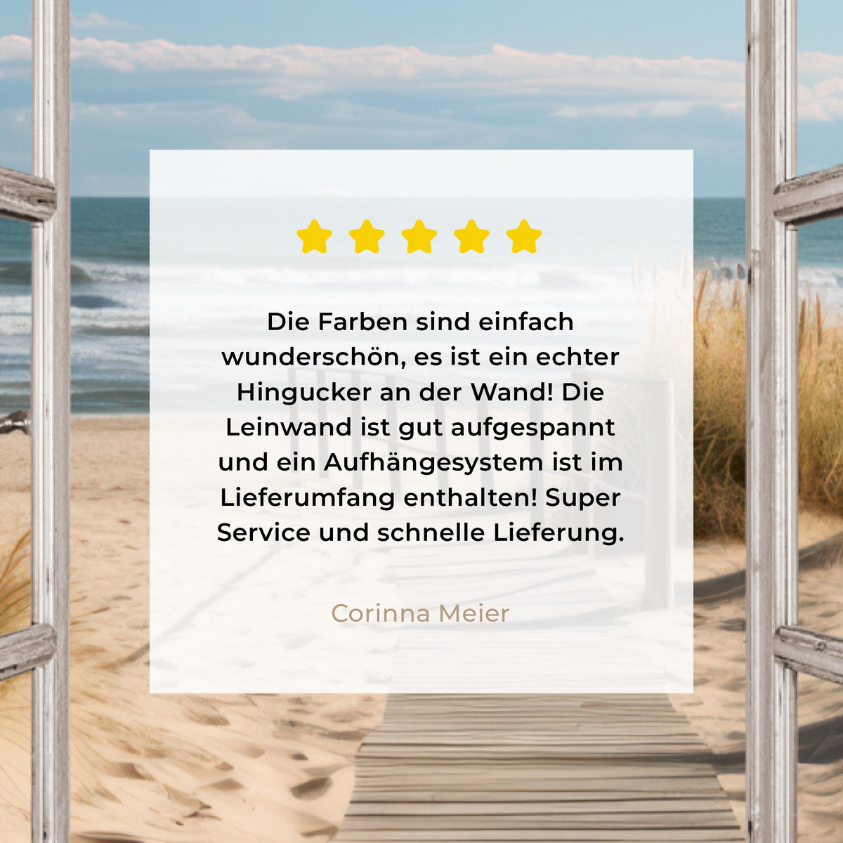 LEINWANDBILD Fenster - Meer - Küste - Natur - Ausblick - Strand - Wattenmeer 40x60 cm - Beige, Textil (40/60cm) - MuchoWow