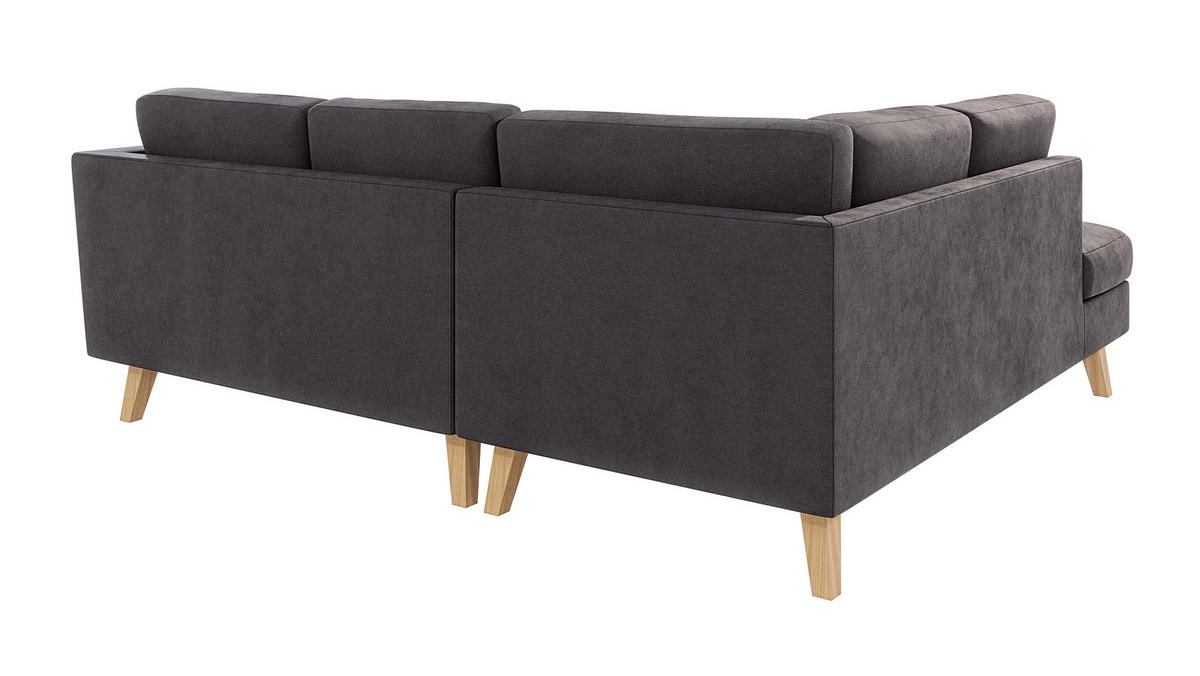 ECKSOFA Mario Graphit Microfaser - Graphitfarben/Naturfarben, Buchenholz/Textil (221/186cm) - S-Style Möbel