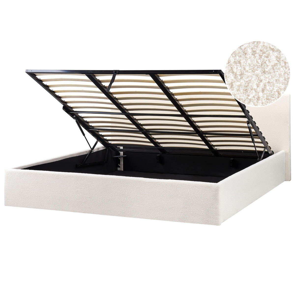 POLSTERBETT 180x200 cm Weiß Orbey - Creme, Textil (180/200cm) - Beliani