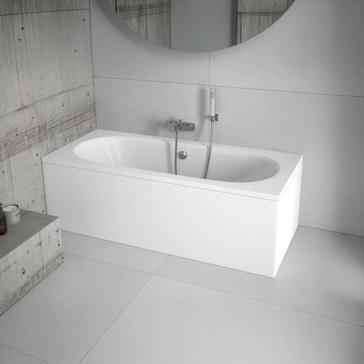 BADEWANNE Rechteck VITAE 160/75 mit Schürze Ablauf Füße - Weiß, Kunststoff (75/55.5/160cm) - bad land