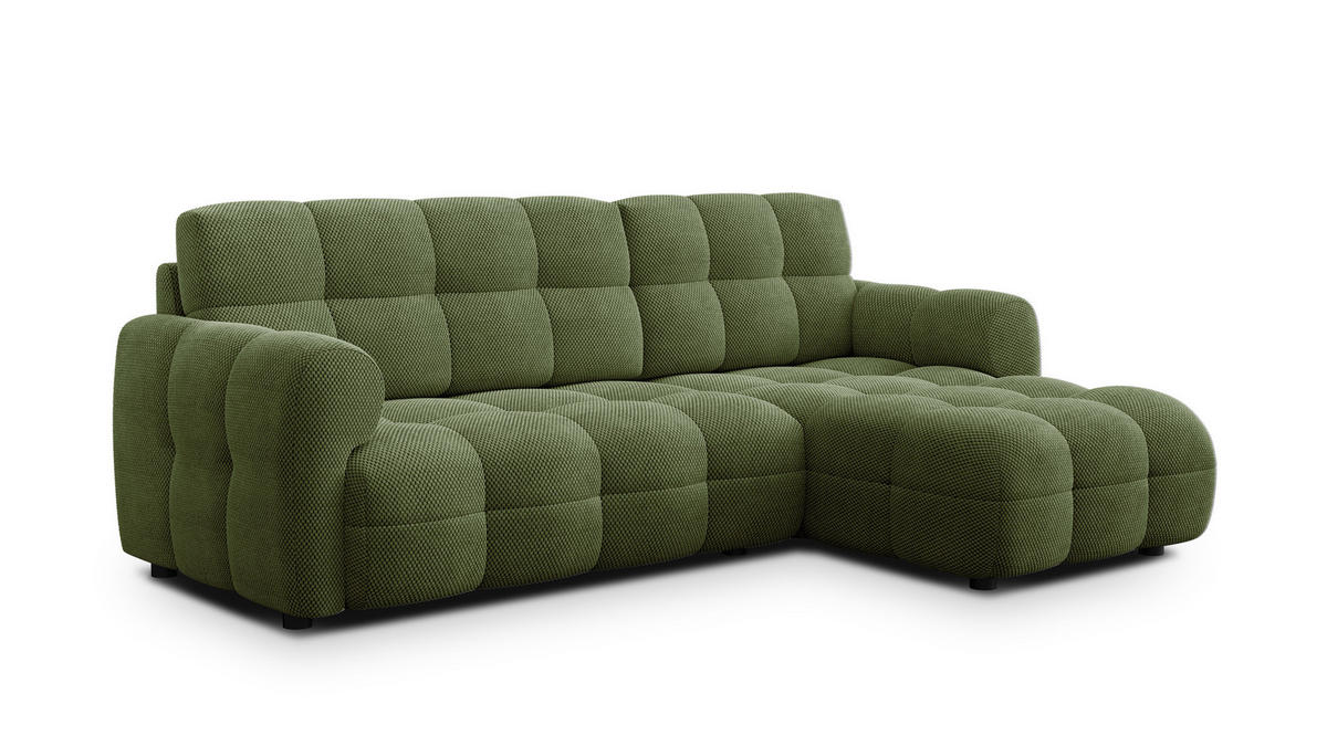 ECKSOFA MELLOW 3-Sitzer, olive - Schwarz/Grün, Holz/Textil (232/156cm) - Courtois Laville