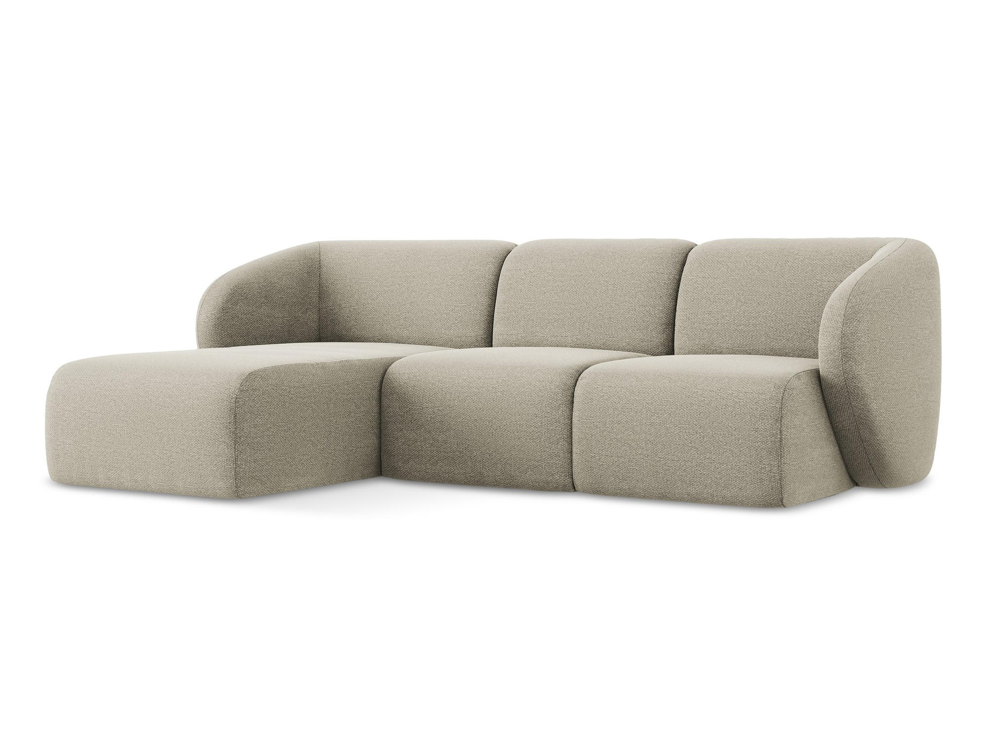 ECKSOFA Links Bouclé Stoff Grau - Taupe/Schwarz, Holzwerkstoff/Kunststoff (248/166cm) - Makamii
