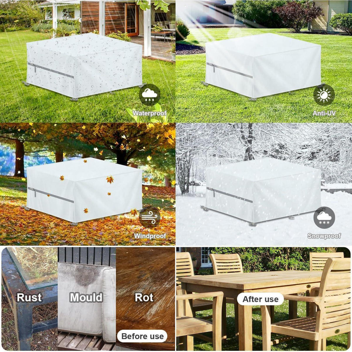 ABDECKUNG Gartenmöbel 130 x 100 x 75 cm Wasserdicht 420D Oxford - Weiß, Textil (1/1/1cm)
