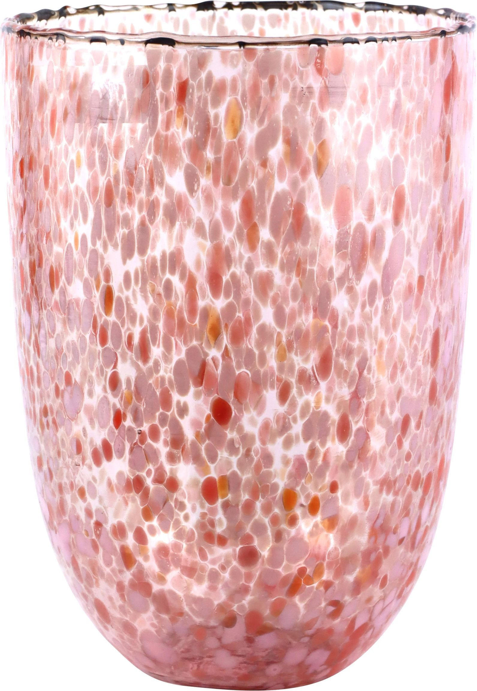WINDLICHTVASE confetti rottöne Glas - Rot, Glas (21cm) - FURNARO