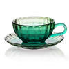 TASSE mit Untertasse Vini Grün 15.5/15.5/7 cm Glas - Grün, Glas (0.21L) - Mondex