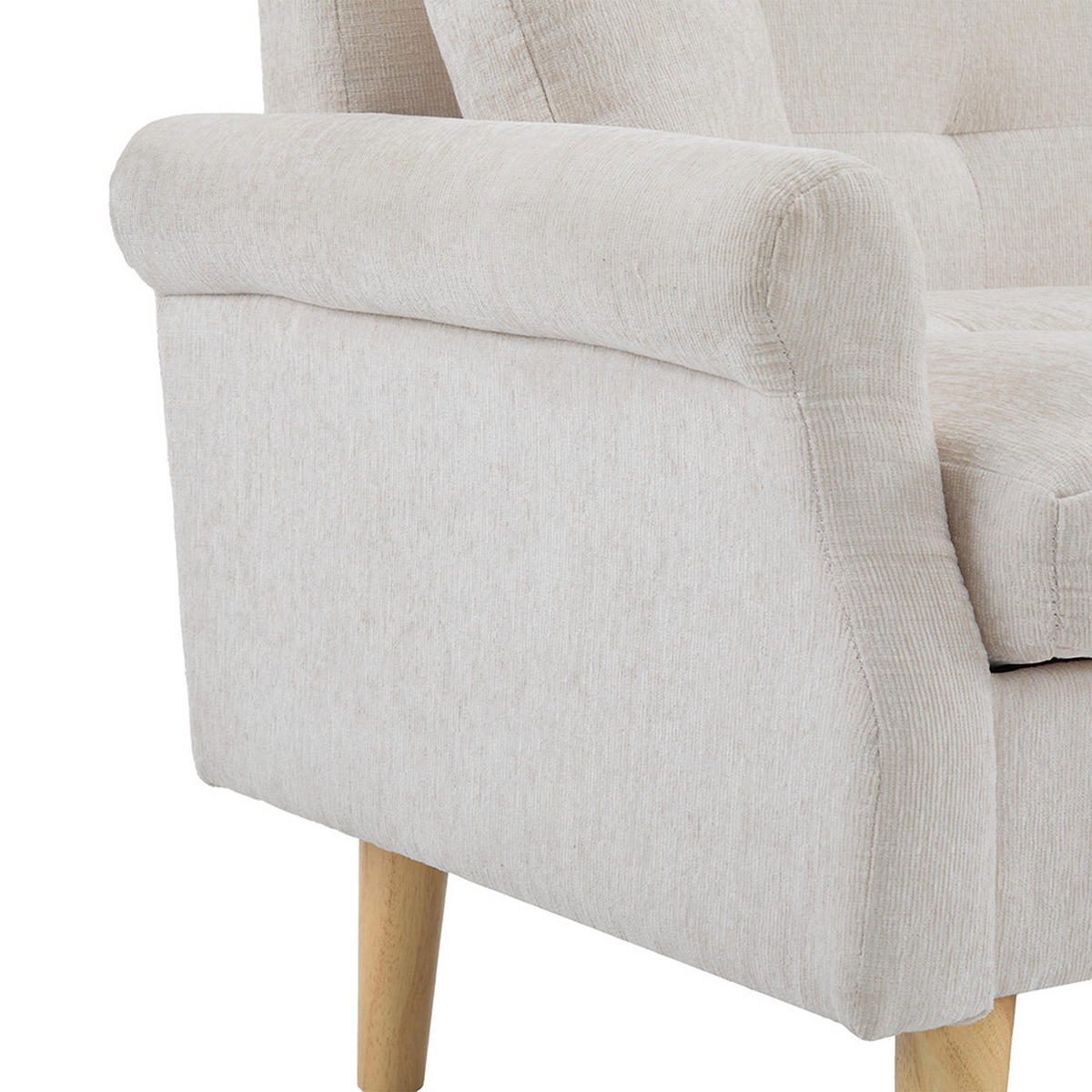 DOPPELSOFA in Beige Chenille-Stoff mit dicken Kissen - Beige, Holz/Textil (74/77/162cm) - KOMHTOM