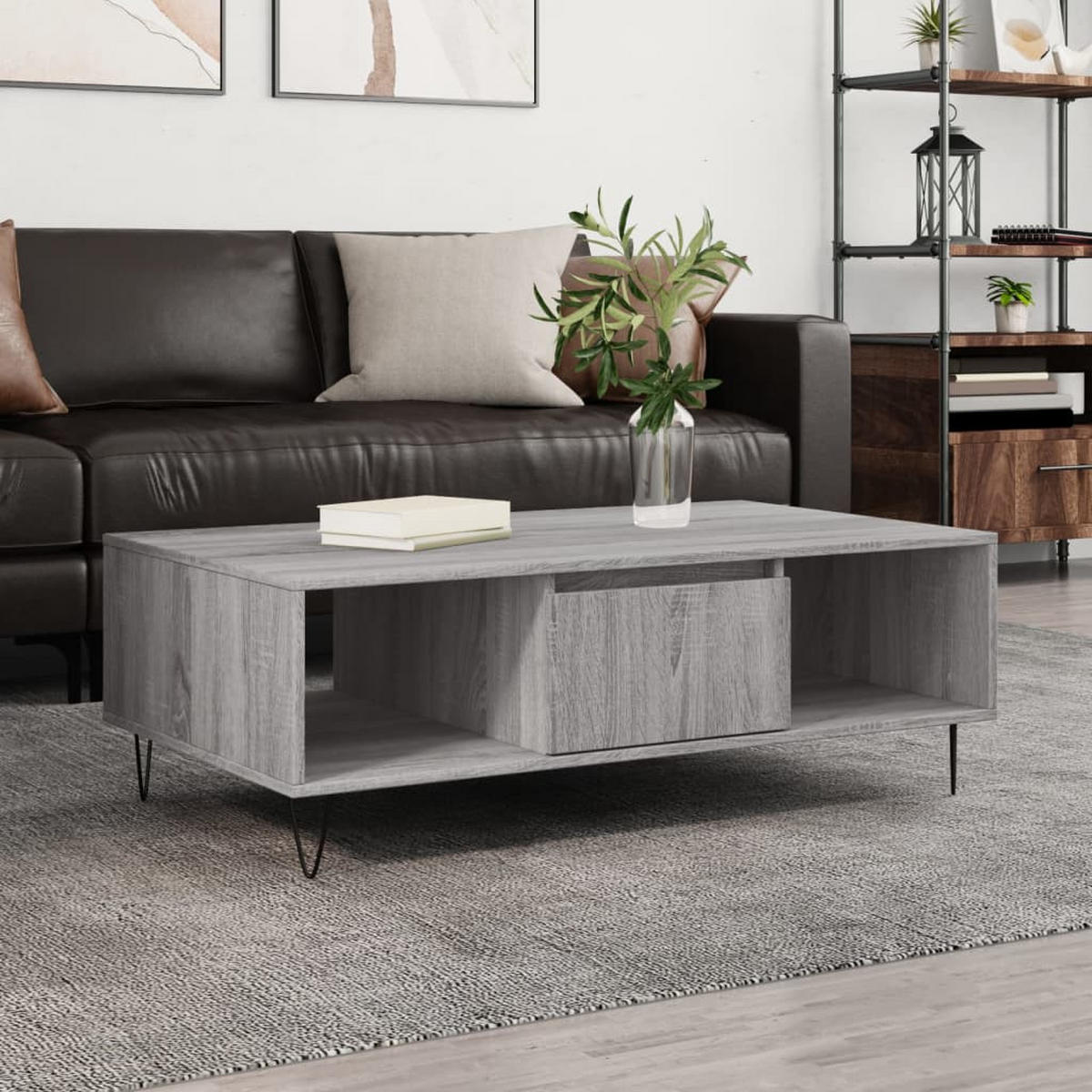 COUCHTISCH Grau Sonoma 104x60x35 cm Holzwerkstoff - Grau, Holzwerkstoff (104/60/35cm) - furnicato
