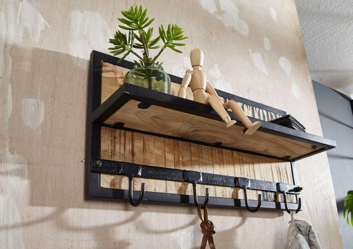 WANDGARDEROBE Mango 61x14x31 bedruckt FACTORY #153 - Naturfarben, Holz (61/31/14cm) - Massivmoebel24