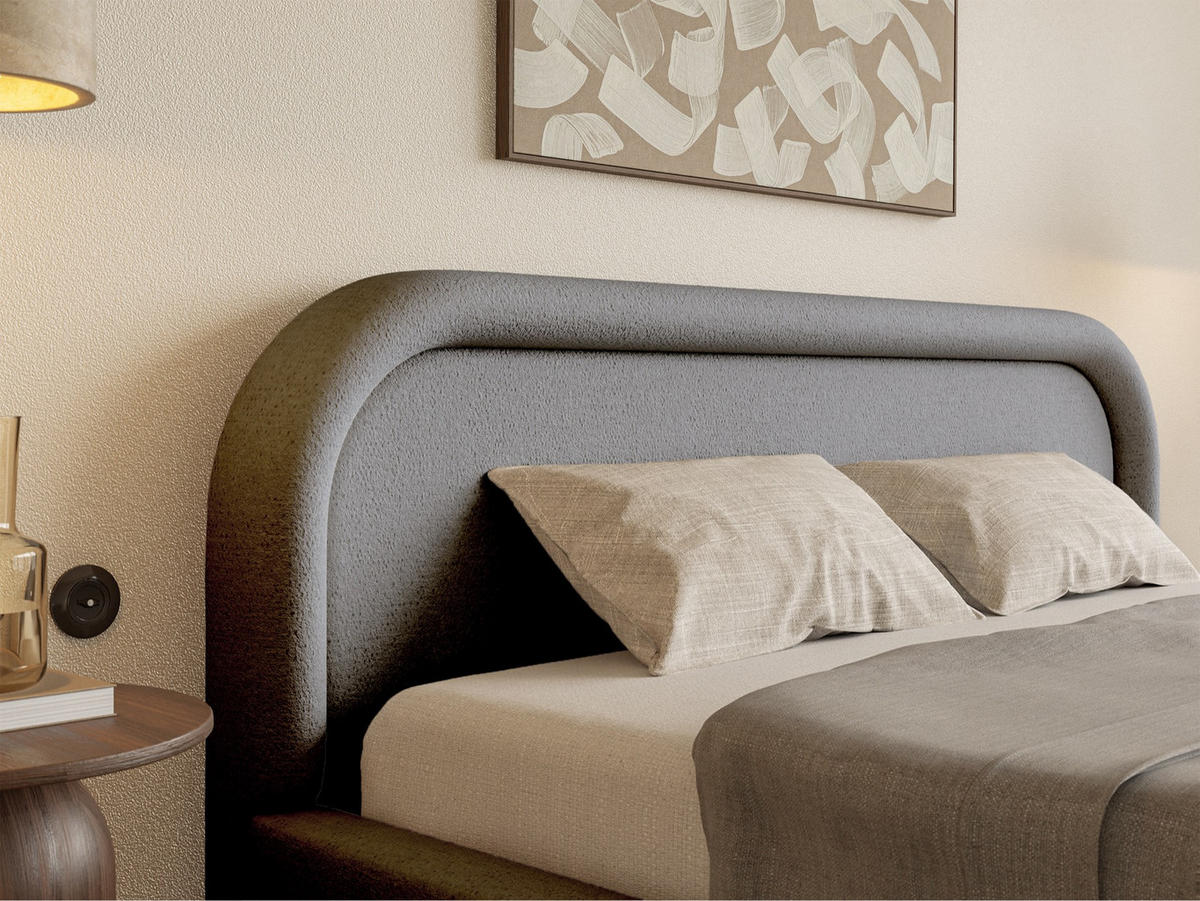 POLSTERBETT Ruvi Grau 180x200 cm - Schwarz/Grau, Holz/Textil (180/200cm) - Selsey