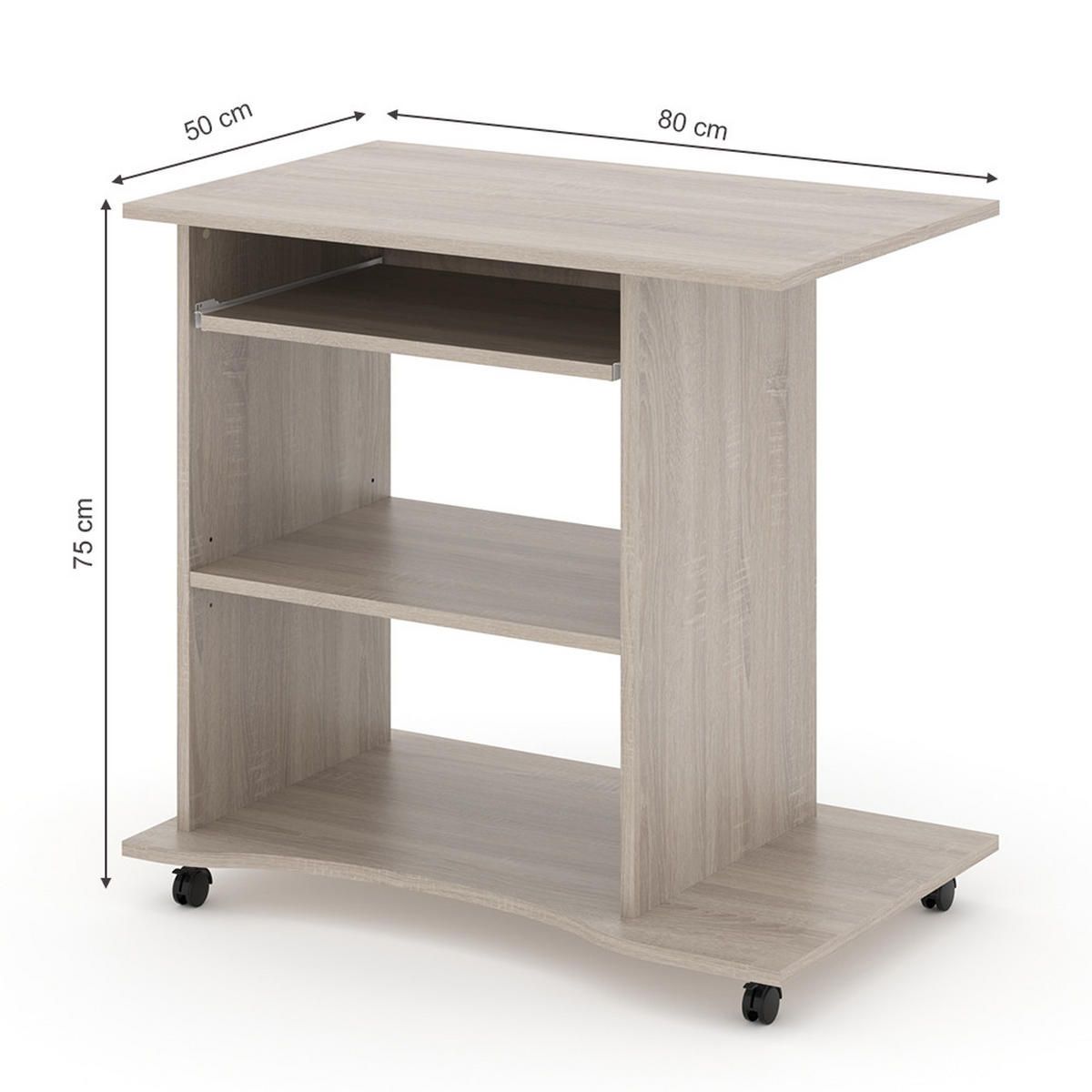 SCHREIBTISCH Harm Sonoma 80 x 50 cm - Sonoma Eiche, Holzwerkstoff (50/80/75cm) - Vicco