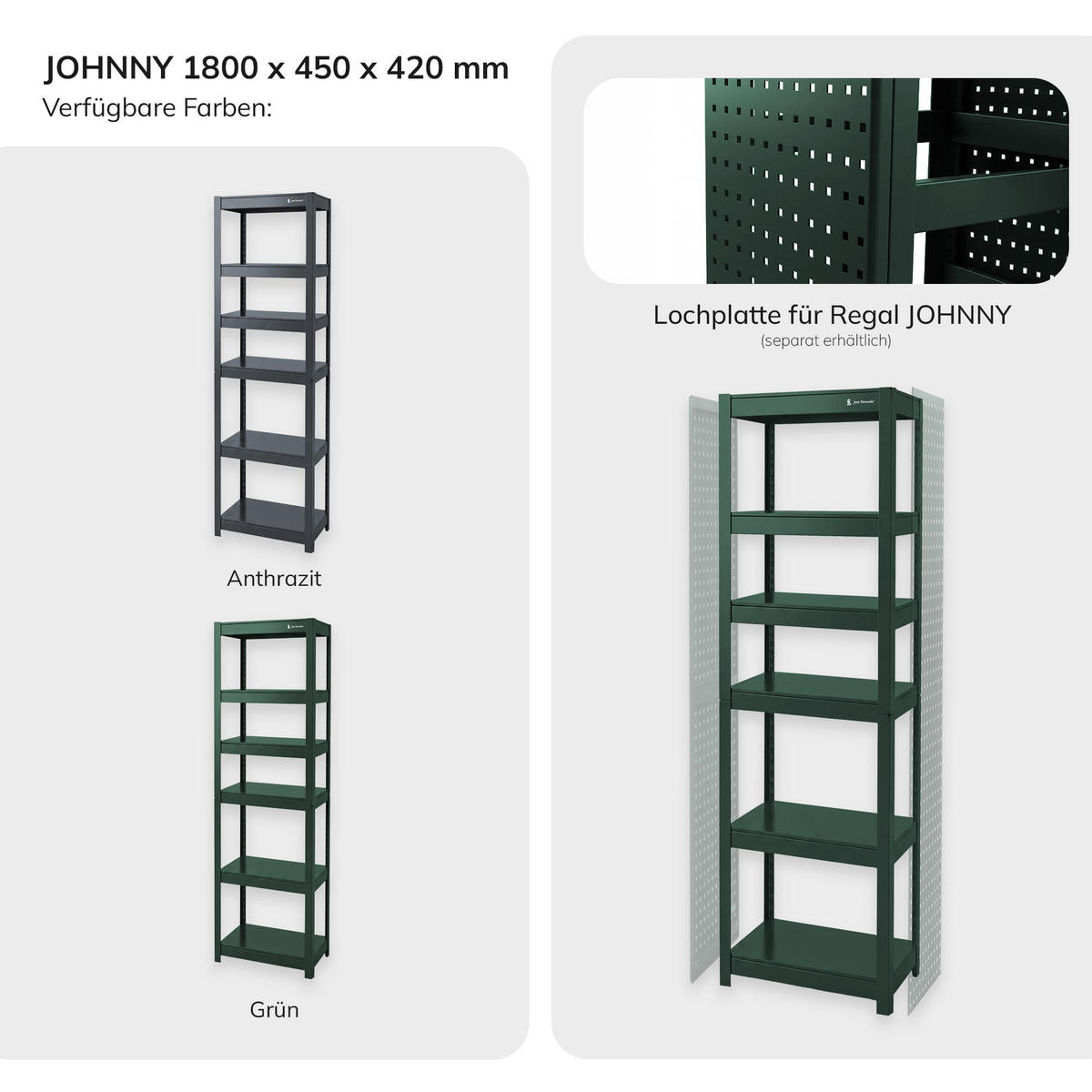 METALLREGAL JOHNNY - Grün, Metall (45/180/42cm) - Jan Nowak