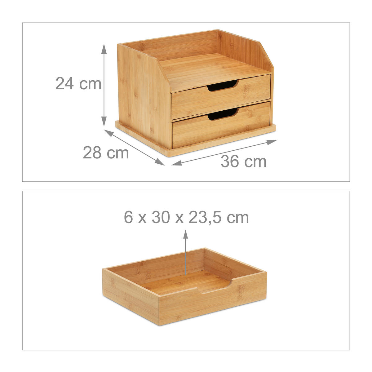 SCHREIBTISCH-ORGANIZER - Hellbraun, Holz (28/36/24cm) - Relaxdays