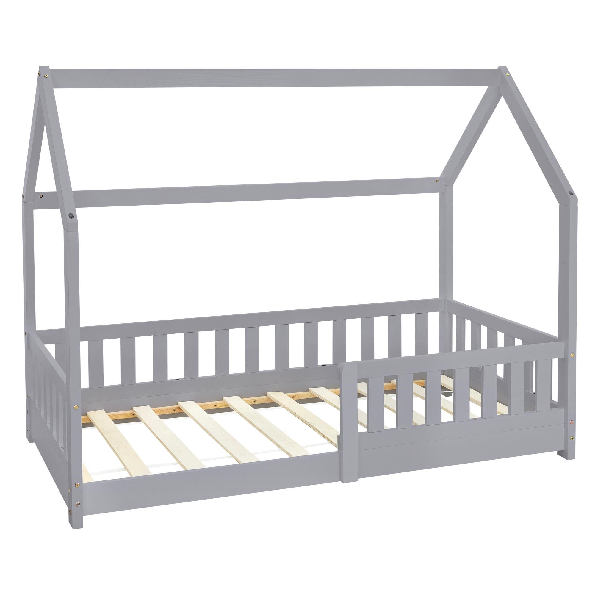 KINDERBETT mit Dach 80x160 cm Hellgrau - Hellgrau, Holz (80/160cm) - ML-DESIGN
