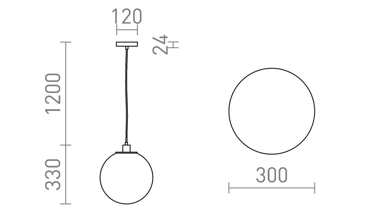 PENDELLEUCHTE BOULDER 30 Klarglas 15 W - Schwarz, Metall (30/30/120cm) - Rendl