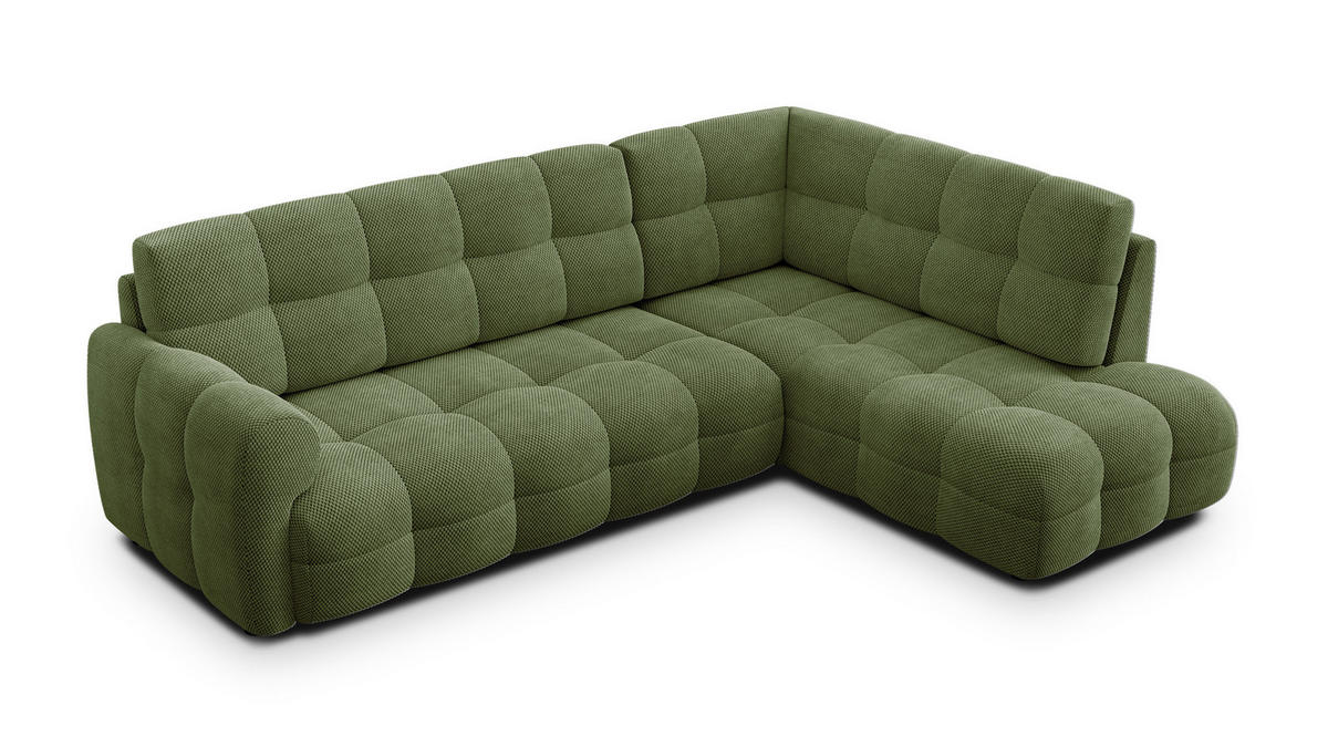 ECKSOFA MELLOW 5-Sitzer, olive - Schwarz/Grün, Holz/Textil (283/191cm) - Courtois Laville