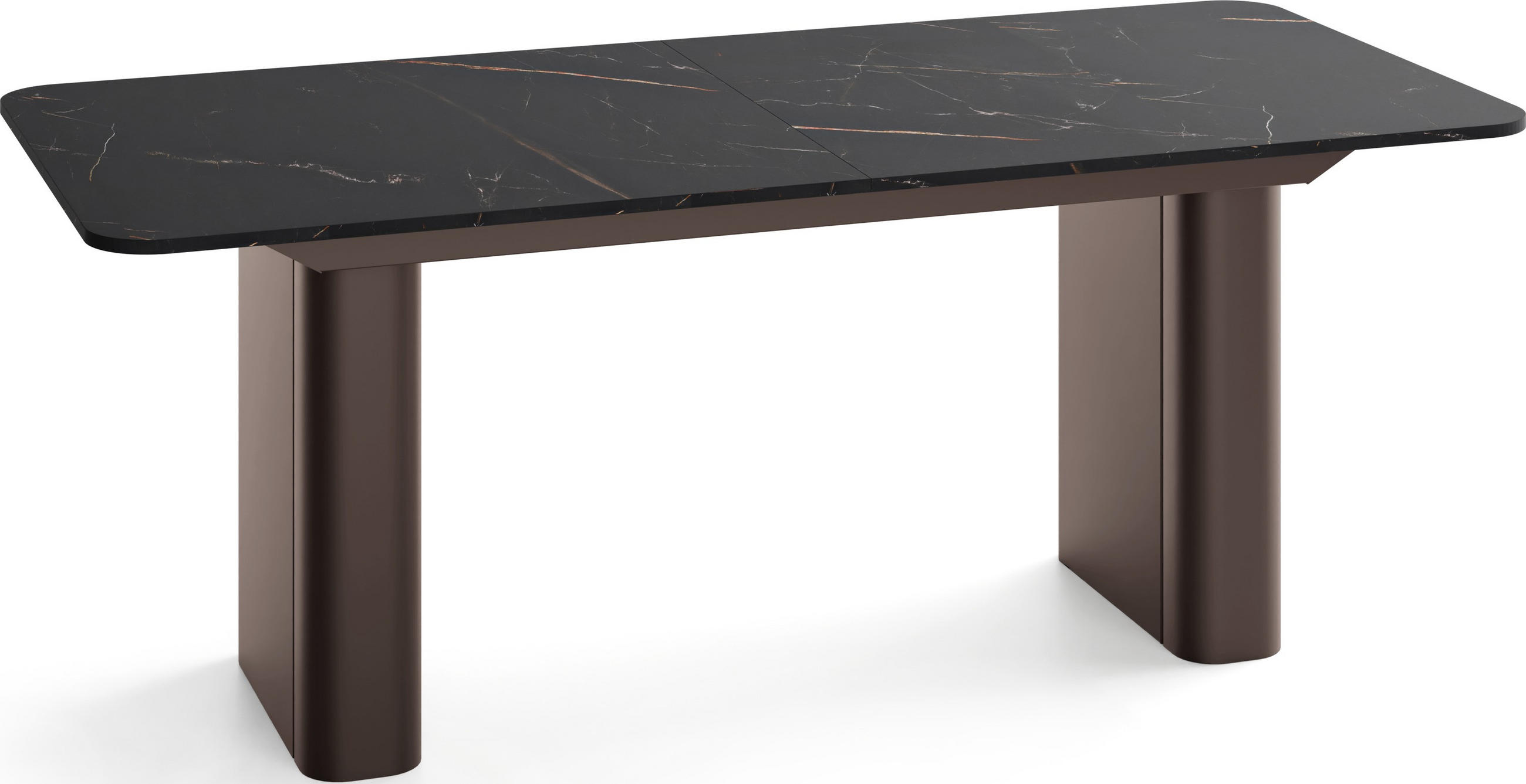 ESSTISCH Riven rechteckig ausziehbar verlängerbar mit Butterfly-Auszug, Schwarz Marmor Kupfer 200-296/90/76 cm - Braun/Kupferfarben, Holzwerkstoff/Metall (90/296/76cm) - WFL GROUP