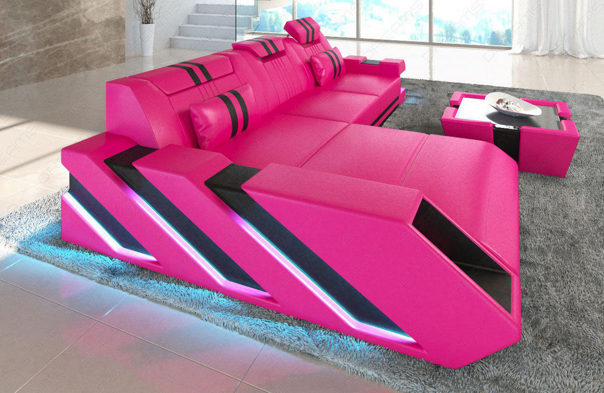 ECKSOFA Apollonia L - Pink, Leder (295/190cm) - Sofa Dreams