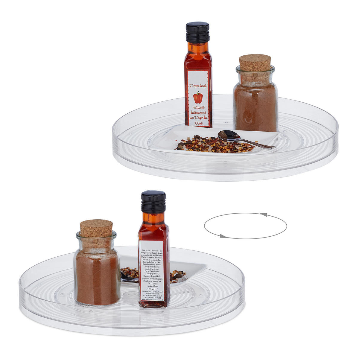 DREHTELLER - Transparent, Kunststoff (30/4/30cm) - Relaxdays